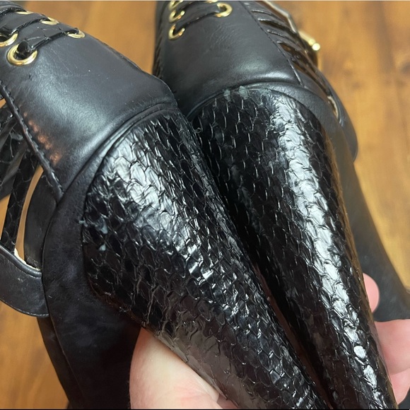 Rachel Zoe Black platform stilettos with snakeskin details size 9.5 - Picture 8 of 14